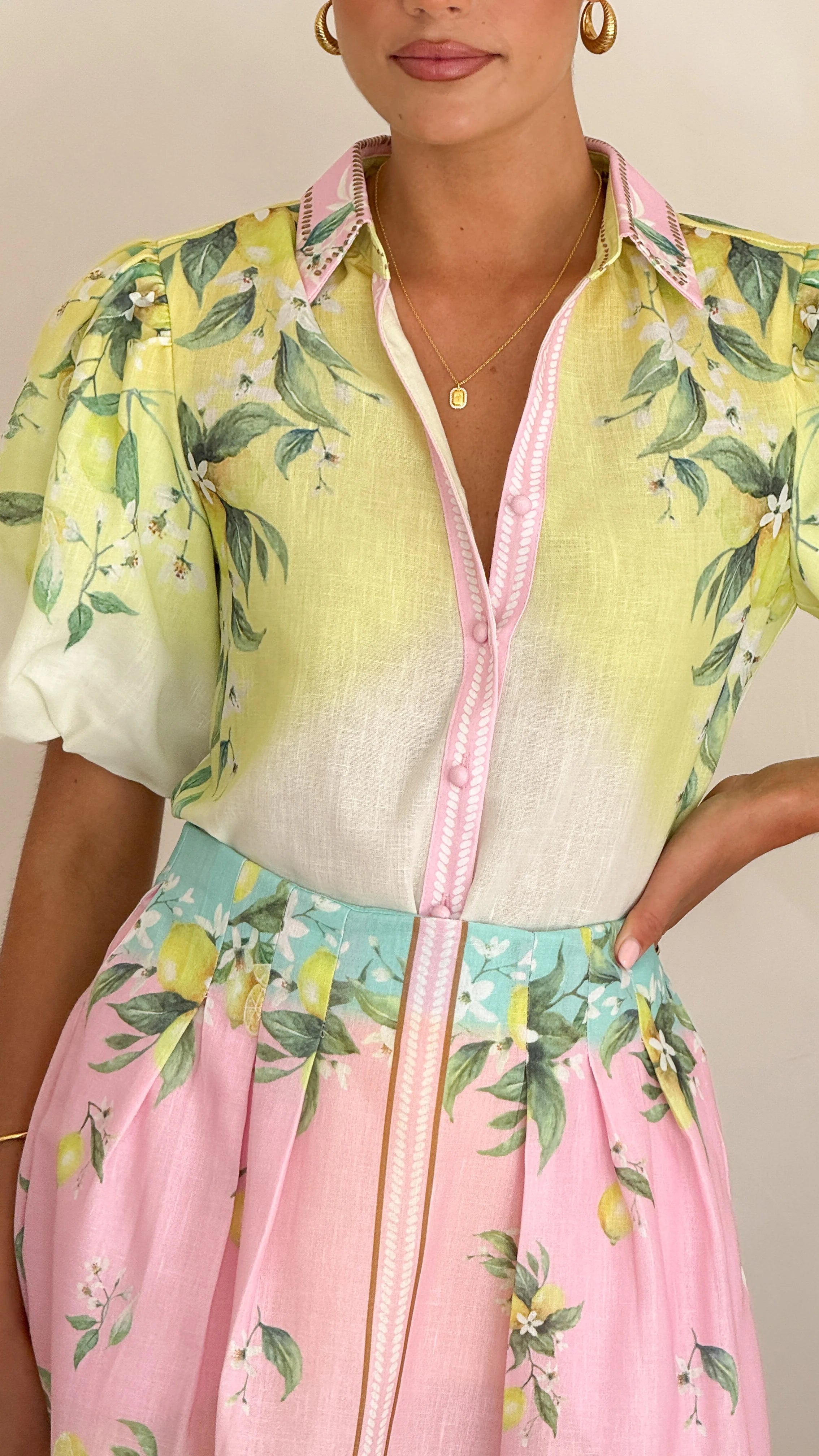 Verena Button Up Shirt Rosé Lemonade