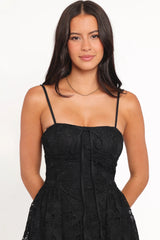 Roselle Lace Mini Dress Black