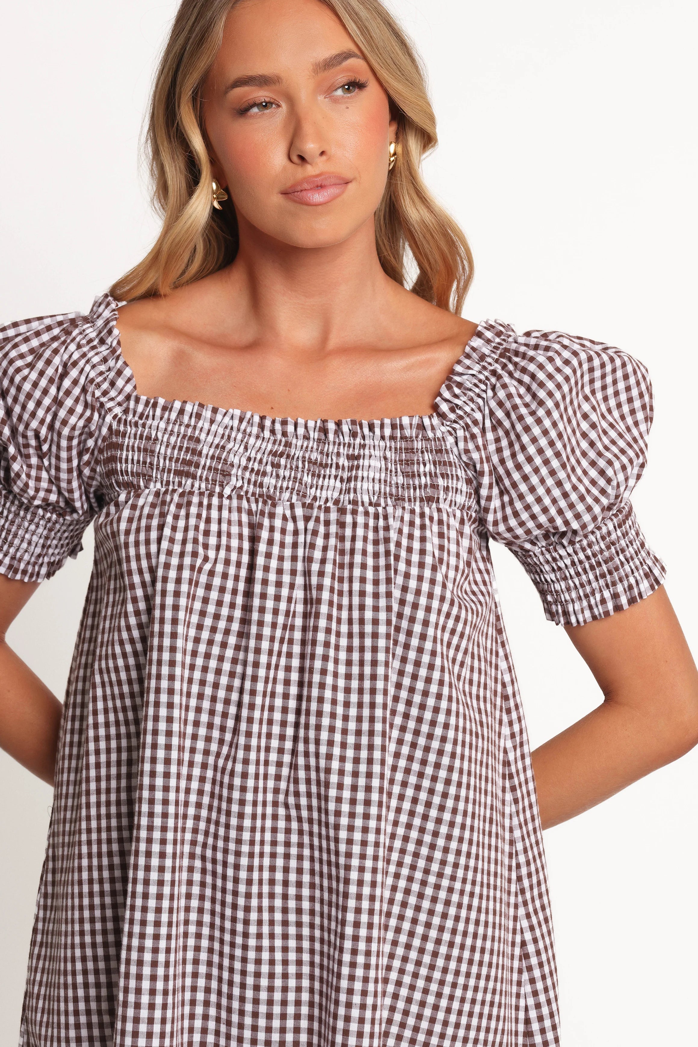 Kennedy Smock Mini Dress Chocolate Gingham