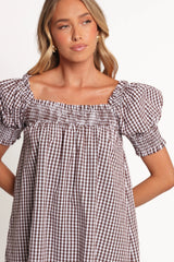 Kennedy Smock Mini Dress Chocolate Gingham