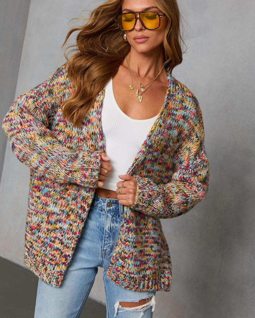 Soft Energy Multi Color Open Front Cardigan