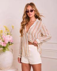 Dreamy Petal Floral Button Down Top