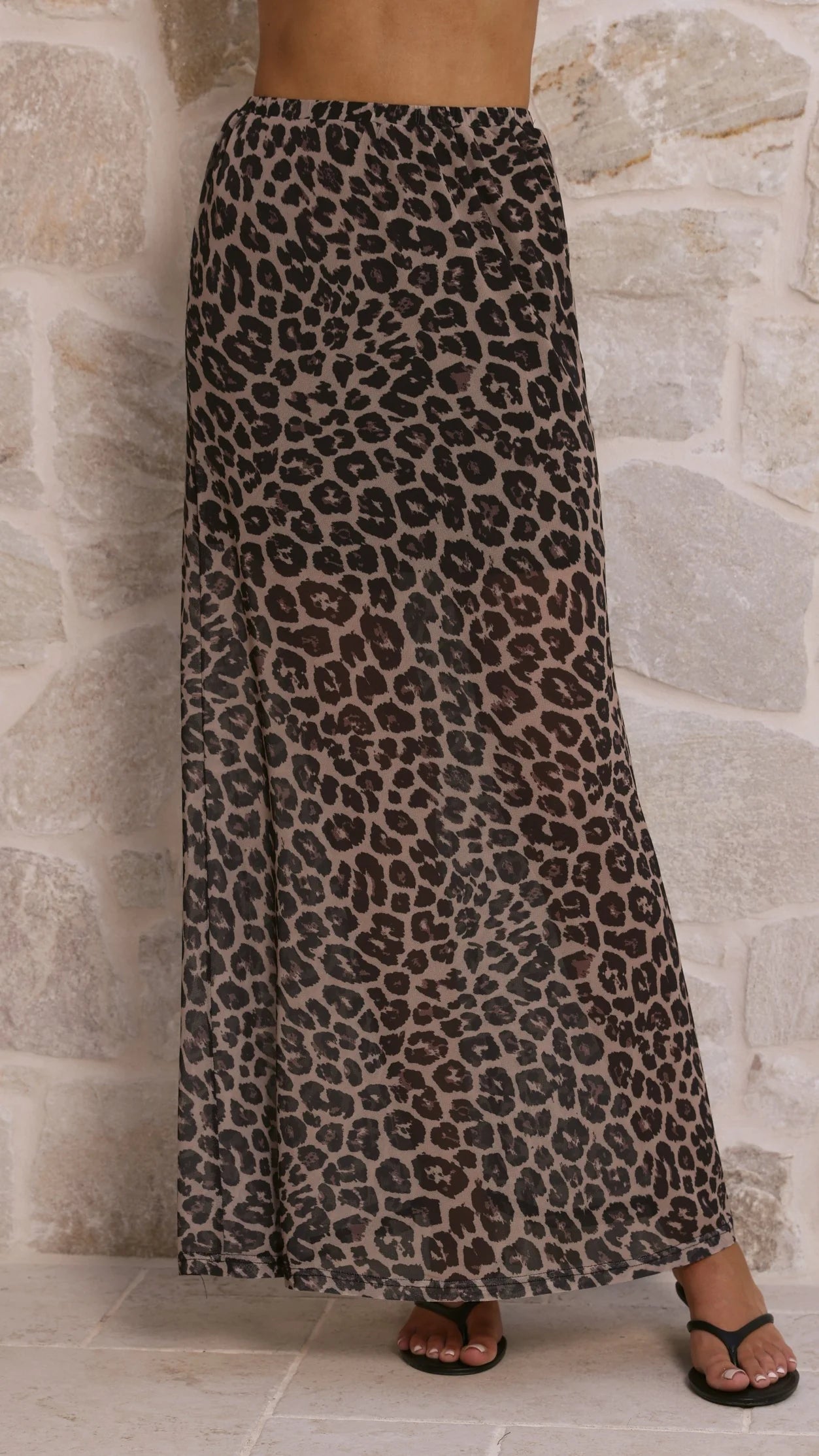 Onella Semi Sheer Maxi Skirt Leopard Print