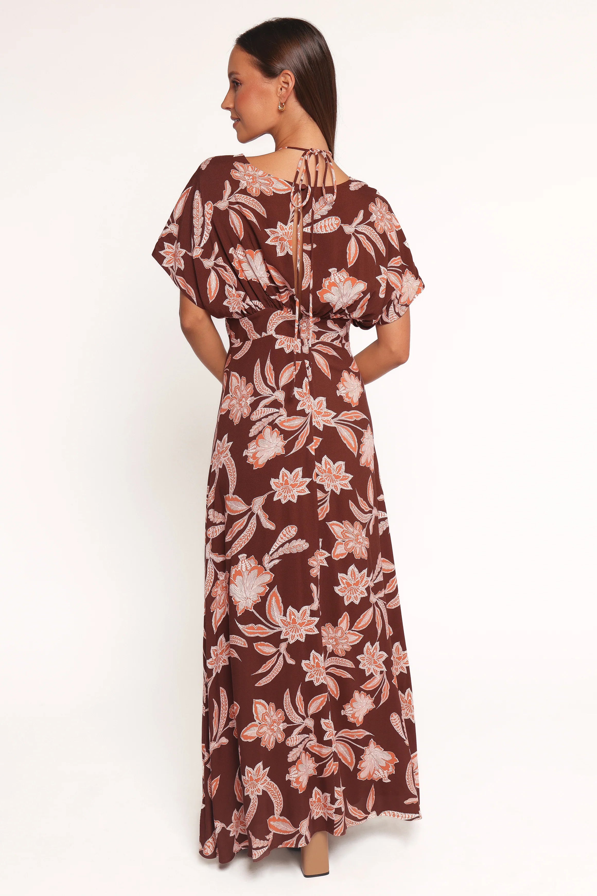 Yolande Midi Dress Orange Floral