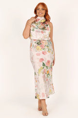 Anabelle Halter Neck Midi Dress White Floral