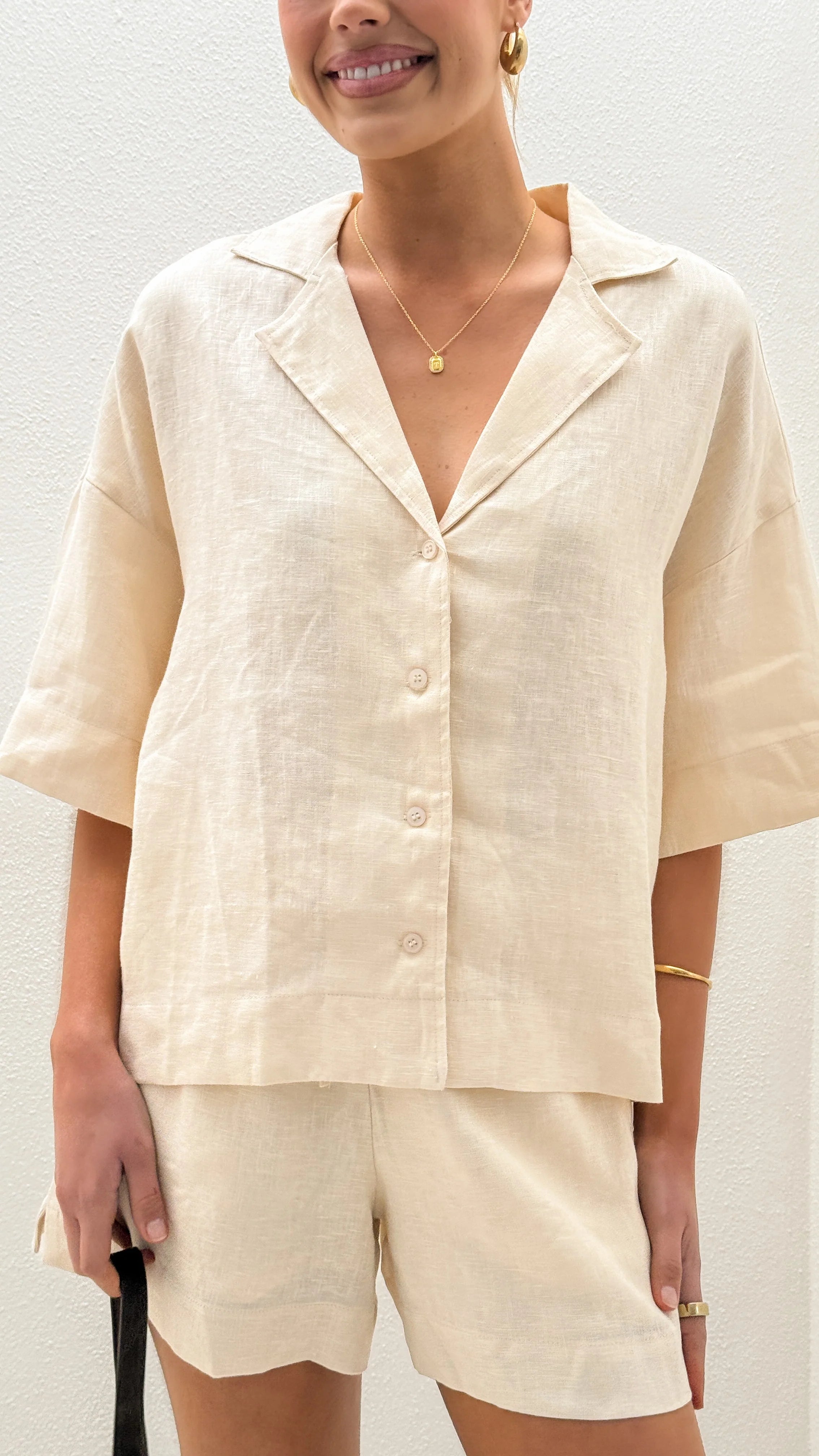 Luna Button Up Shirt Natural
