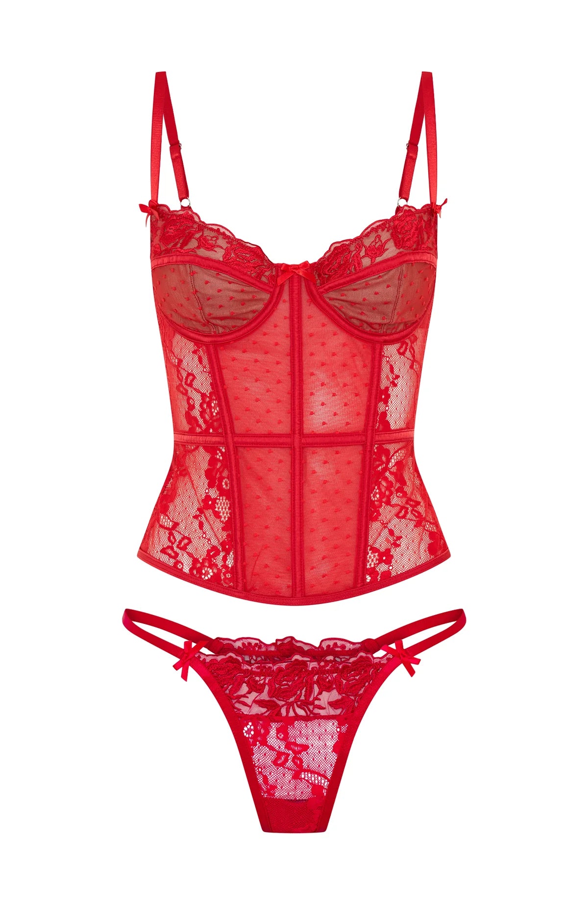 Cherished Heart Lingerie Set Red