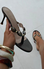 Nina Beaded Mules Chocolate