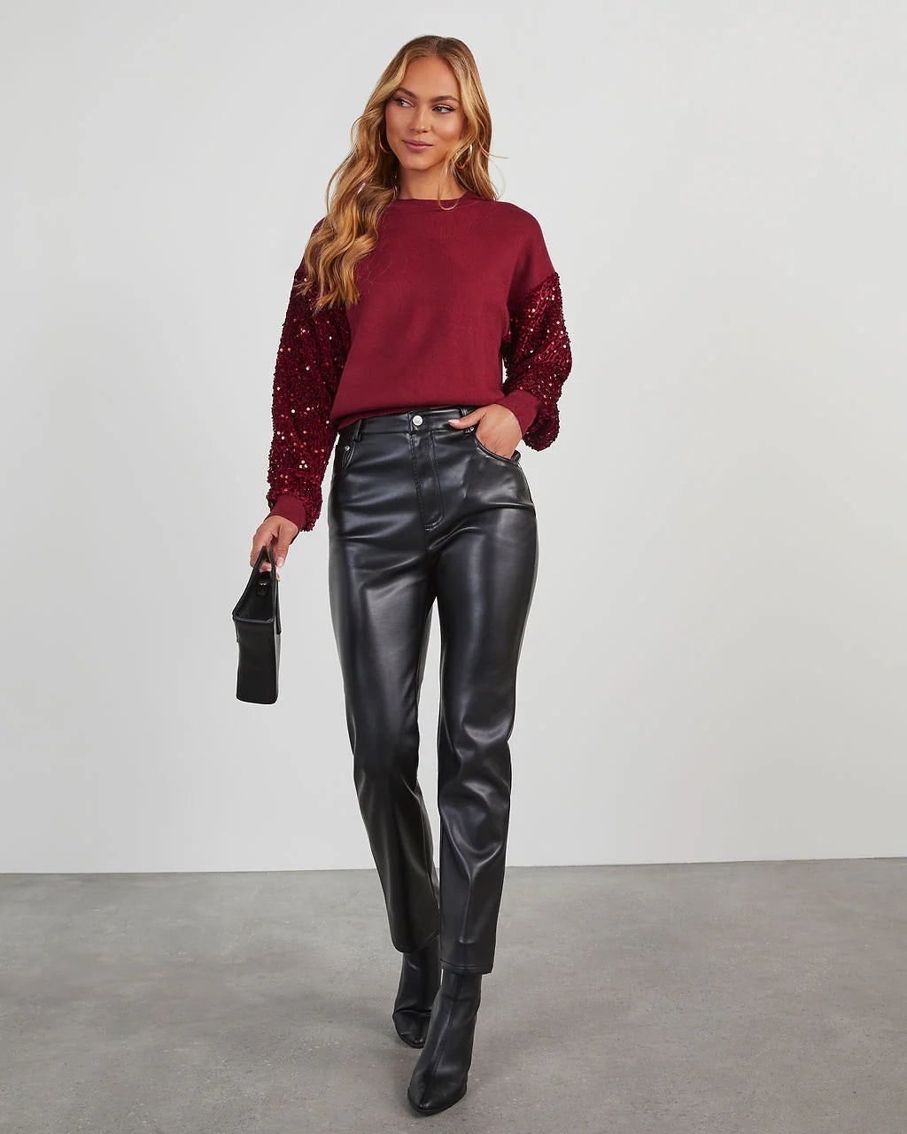 Yumi Contrast Sequin Knit Sweater