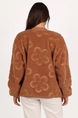 Lasky Flower Pattern Button Down Jacket Camel