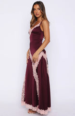 Powerful Pose Satin Maxi Dress Plum Baby Pink