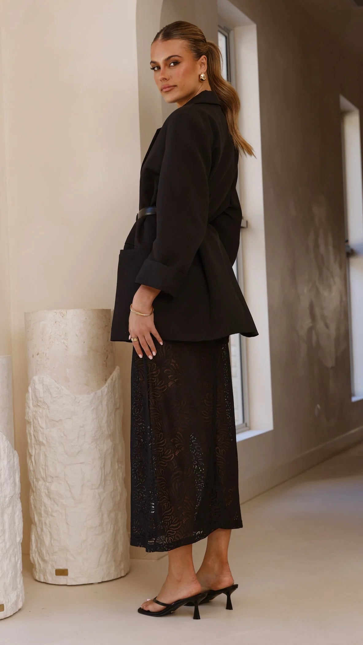 Louisa Lace Maxi Skirt Black