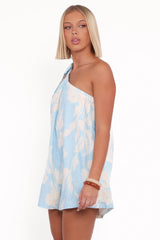 Miffy One Shoulder Romper Blue Hibiscus