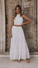 Cartier Tiered Maxi Skirt White