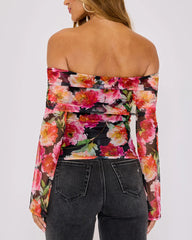 Nikki Off The Shoulder Mesh Top