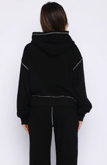Flashing By Boxy Zip Front Hoodie Black