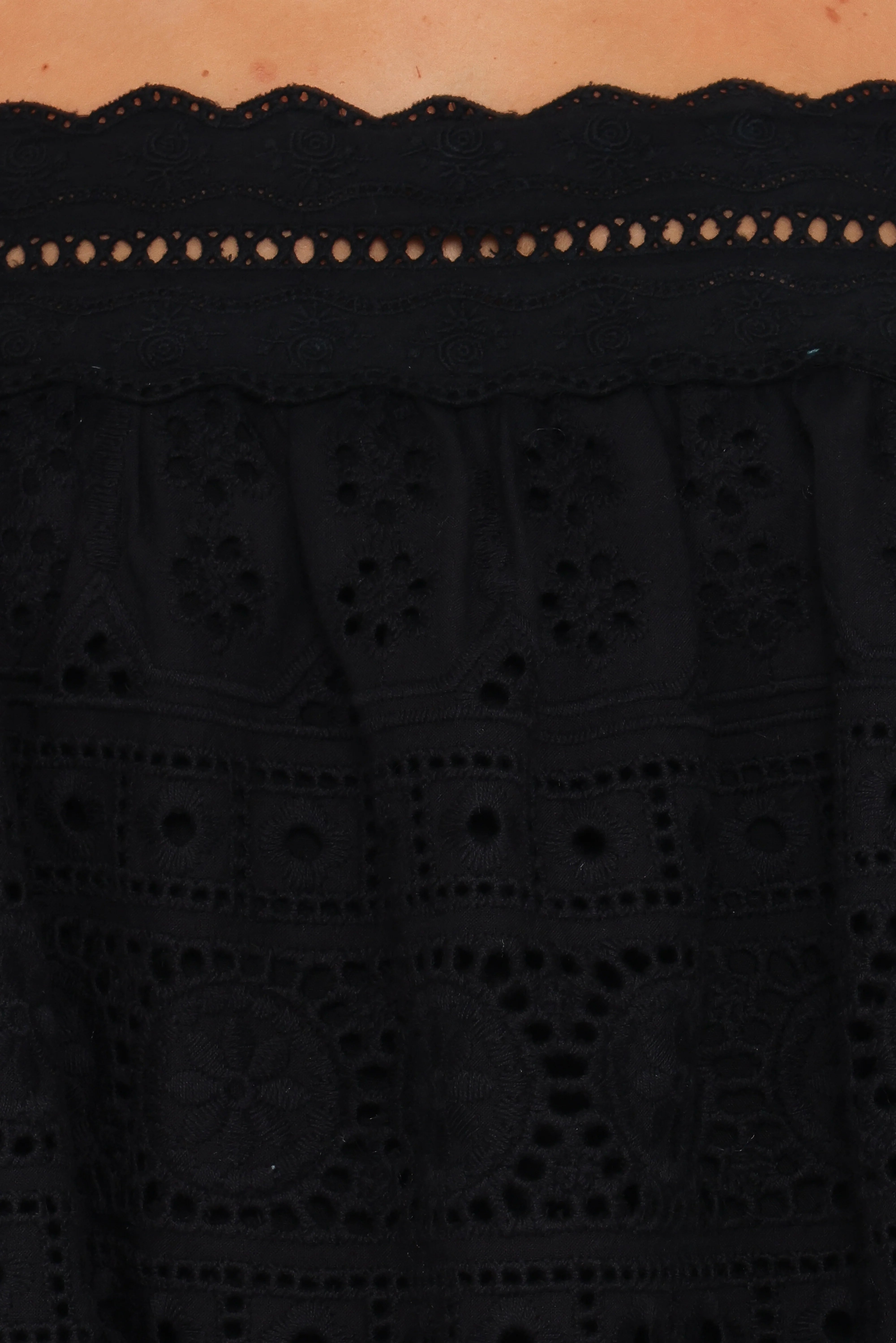 Aideen Eyelet Top Black