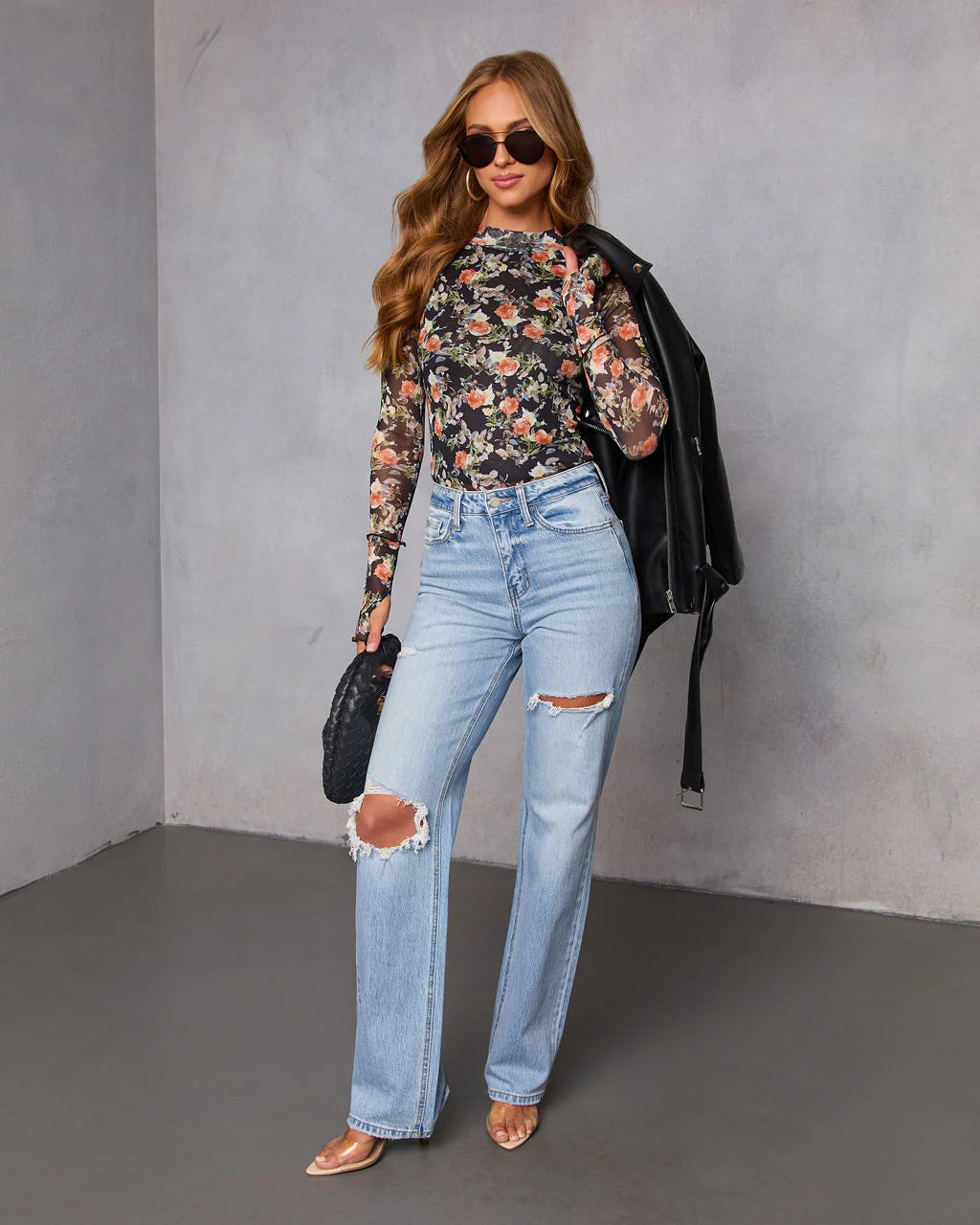 Pretty Vandal Mesh Mock Neck Top