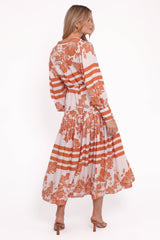 Jules Long Sleeve Dress White Orange