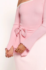 Milan Off Shoulder Midi Dress Pink