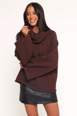 Bindy Cowlneck Knit Sweater Brown