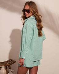 Fresh Dayglow Striped Button Down Top