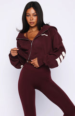 Gone Away Boxy Zip Front Hoodie Merlot