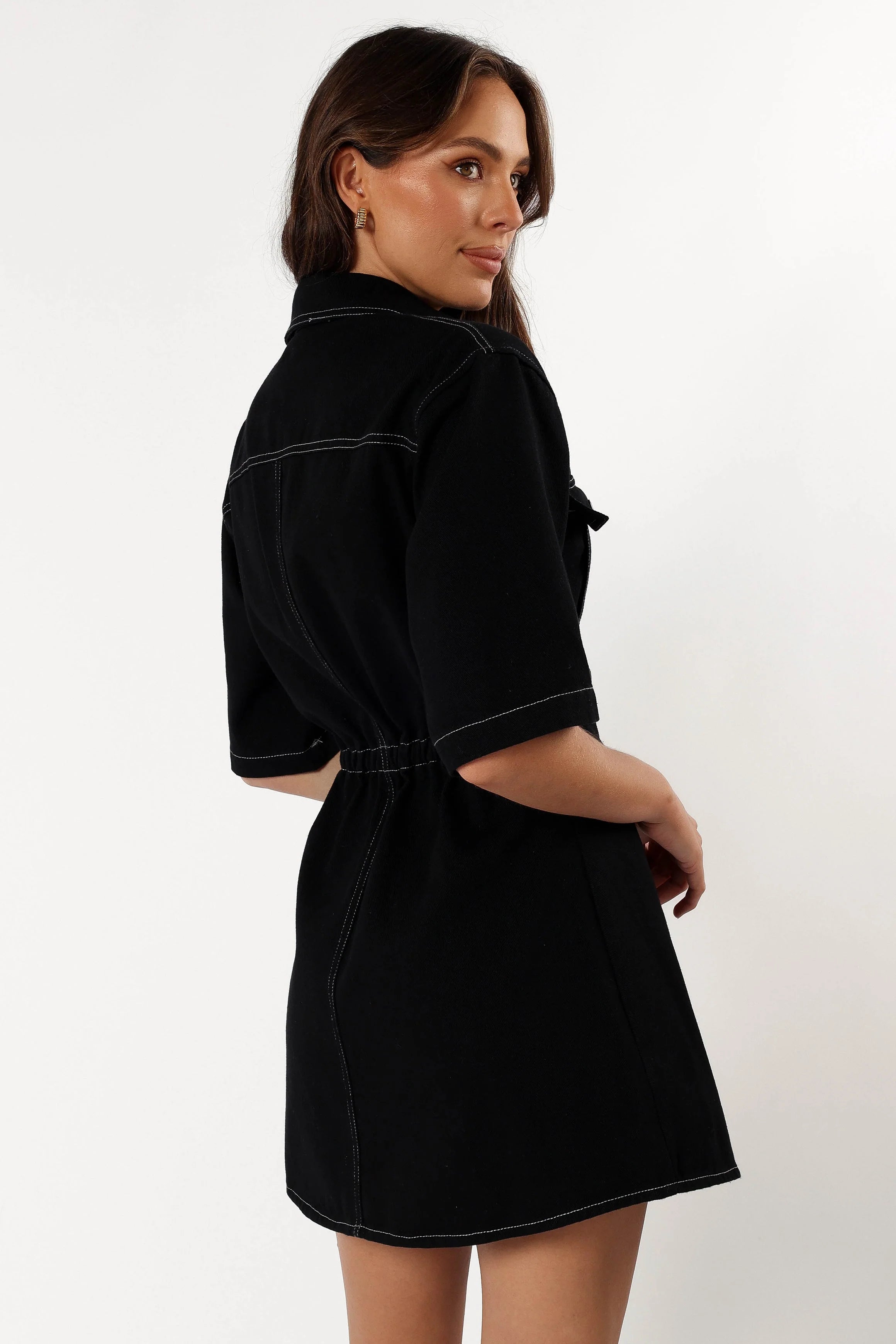 Hailey Denim Mini Dress Black