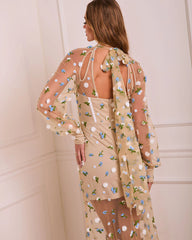 Bold Grace Floral Mesh Corset Maxi Dress