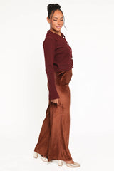 Riley Stretch Velvet Pant Chocolate