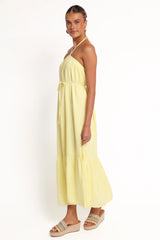 View Halterneck Maxi Dress Lemon