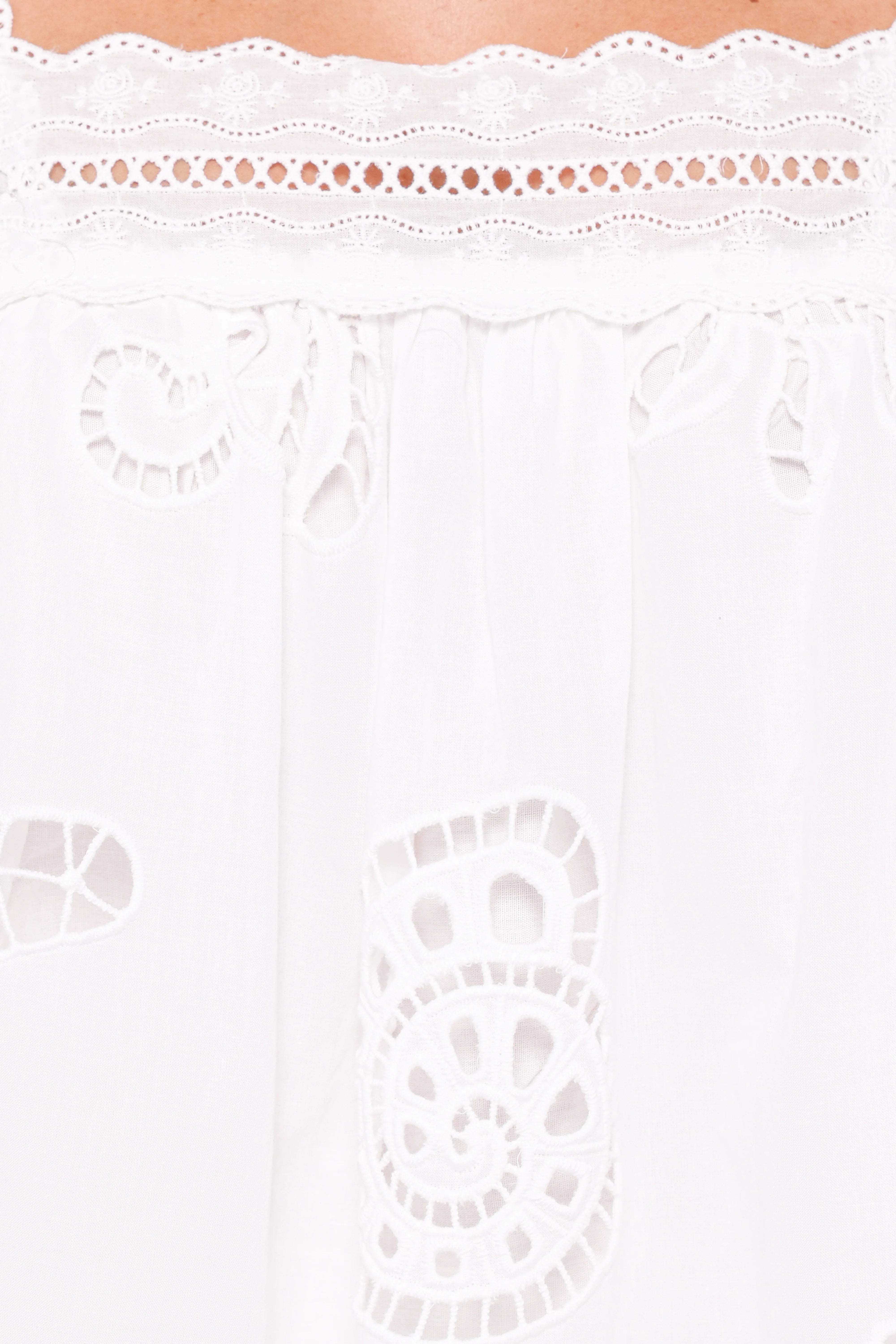 Aideen Eyelet Top White Shell