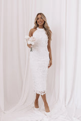 Adalyn Halterneck Midi Dress White