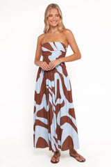 Nesta Maxi Dress Brown Blue