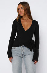 Cater To You Long Sleeve Top Black