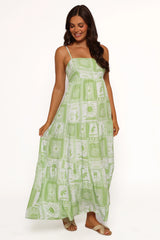 Eudora Maxi Dress Green Print