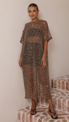 Zinnia Sequins Maxi Dress Mocha