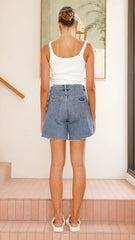 90S Relaxed Short River Blue Mid Vintage Blue