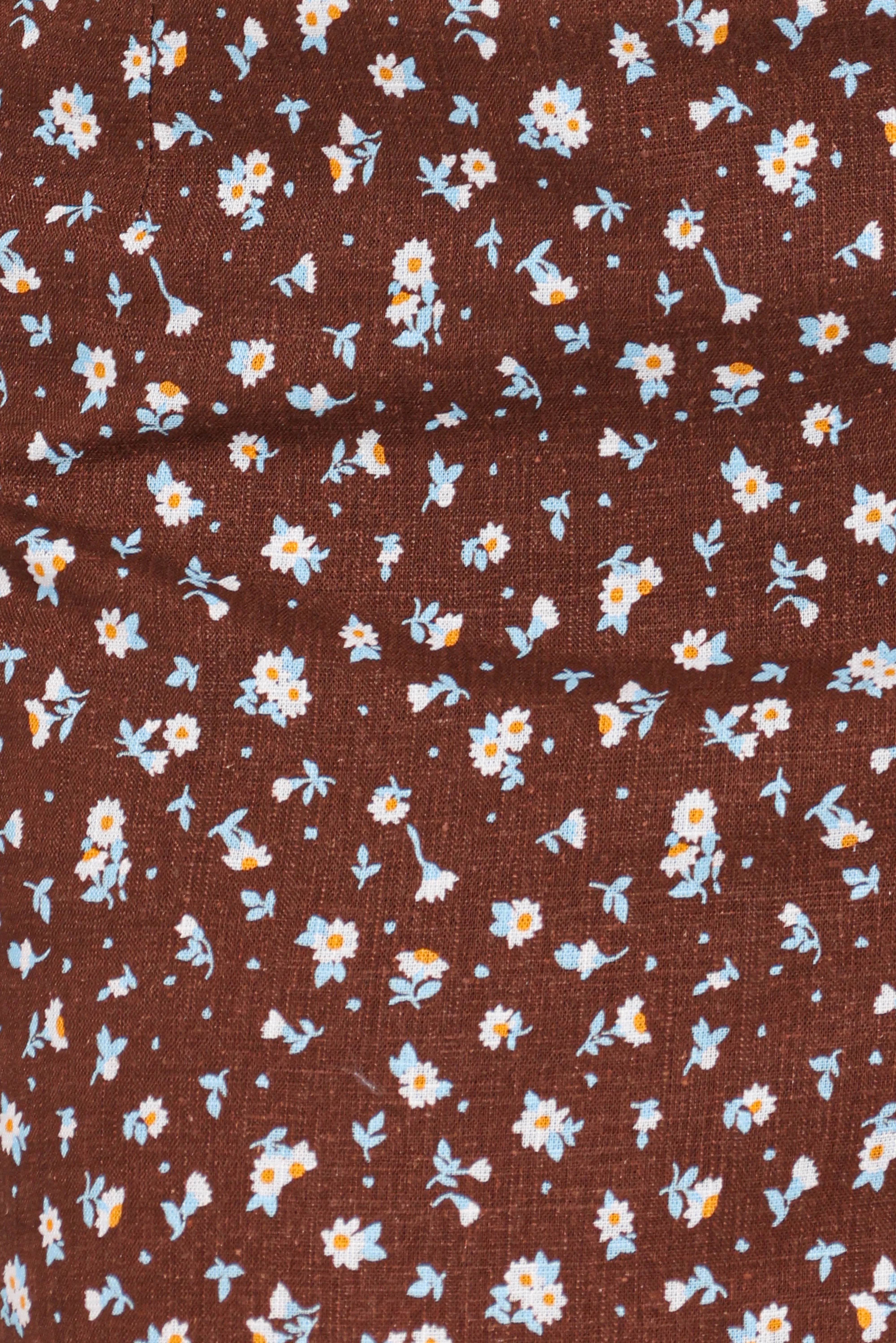 Madison Linen Column Skirt Brown Floral