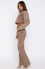 Something To Prove High Rise Straight Leg Jeans Tan Wash