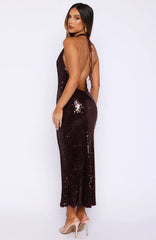 Never Tear Us Apart Sequin Midi Dress Burgundy