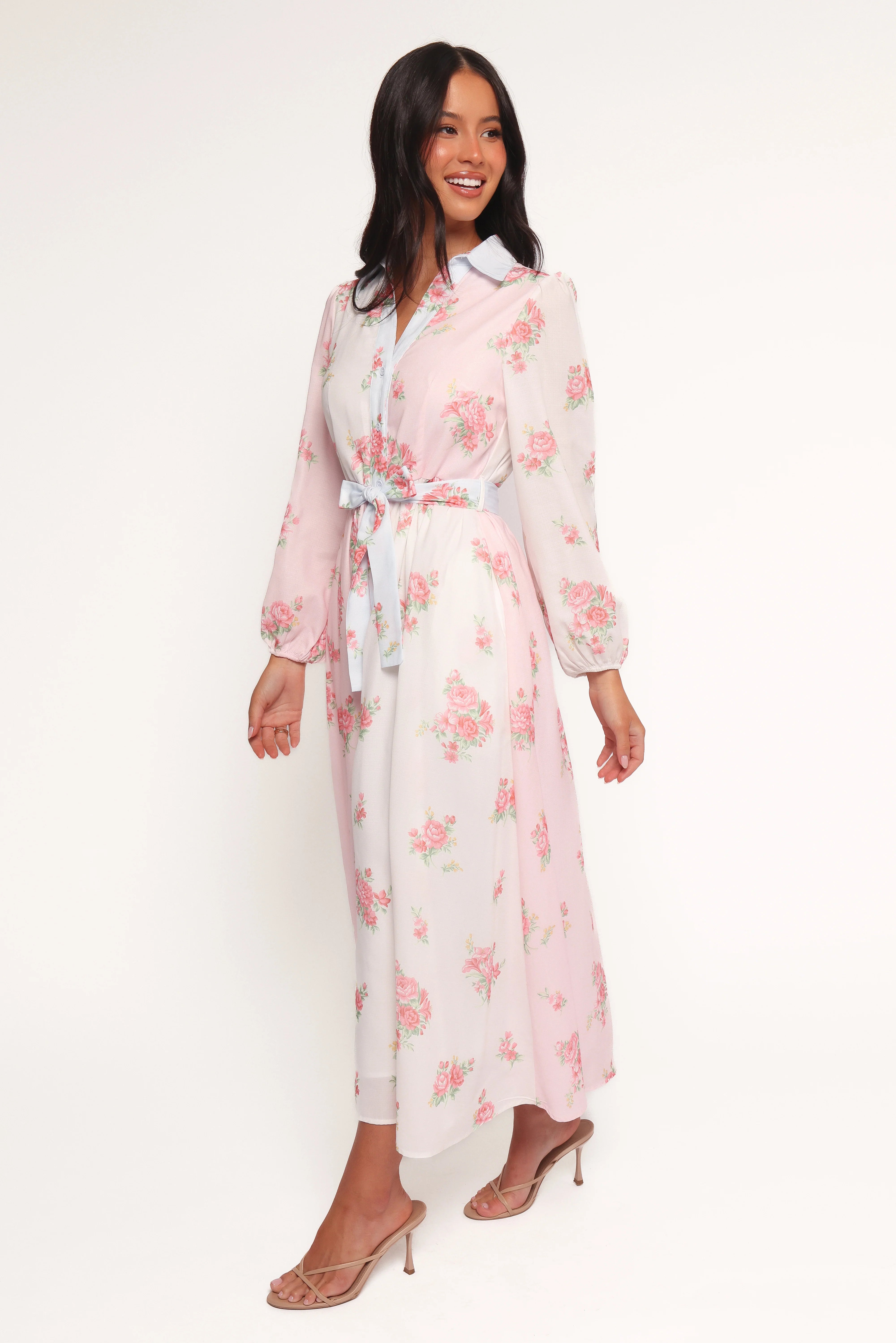 Juni Button Up Maxi Dress Floral