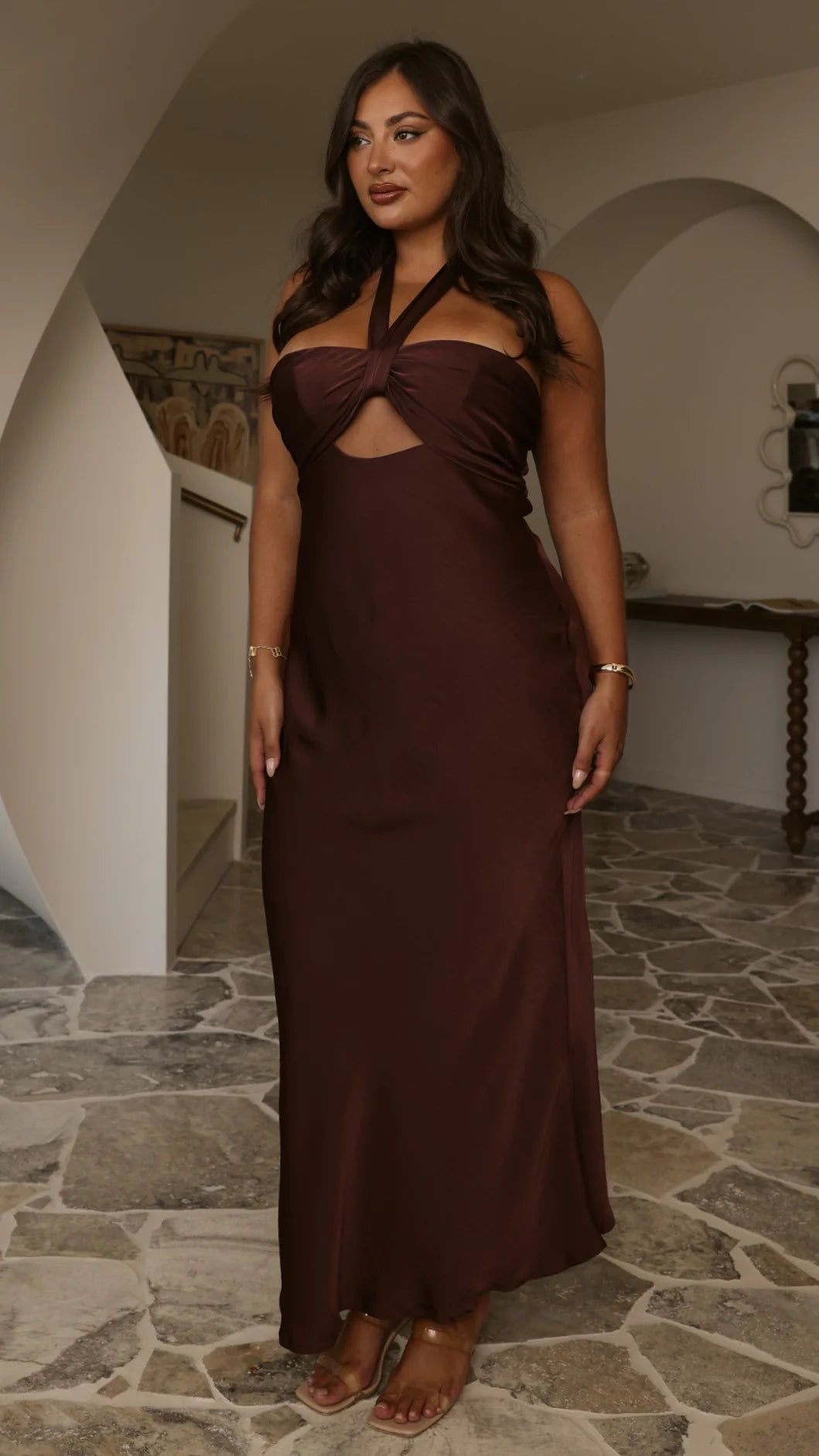 Grace Halter Maxi Dress Chocolate