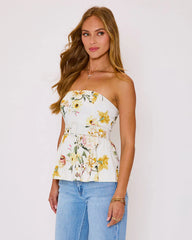 Honey Morning Floral Belted Peplum Top