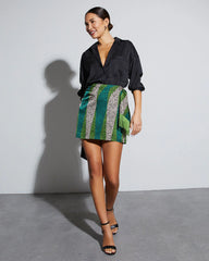 Sherlyn Satin Embossed Button Down Top