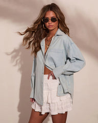 Wander West Denim Button Down Top