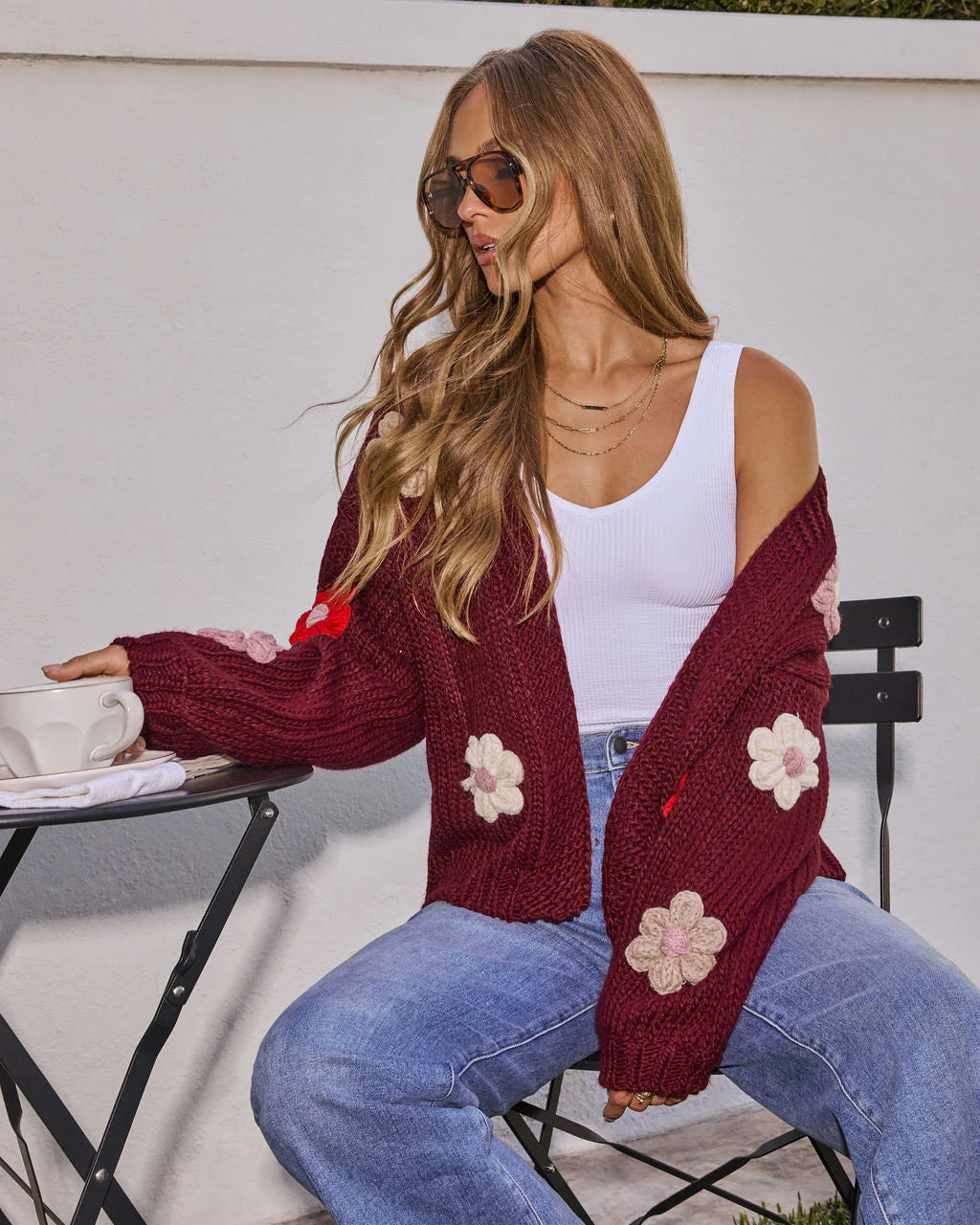 Fallen Daisy Oversized Knit Cardigan