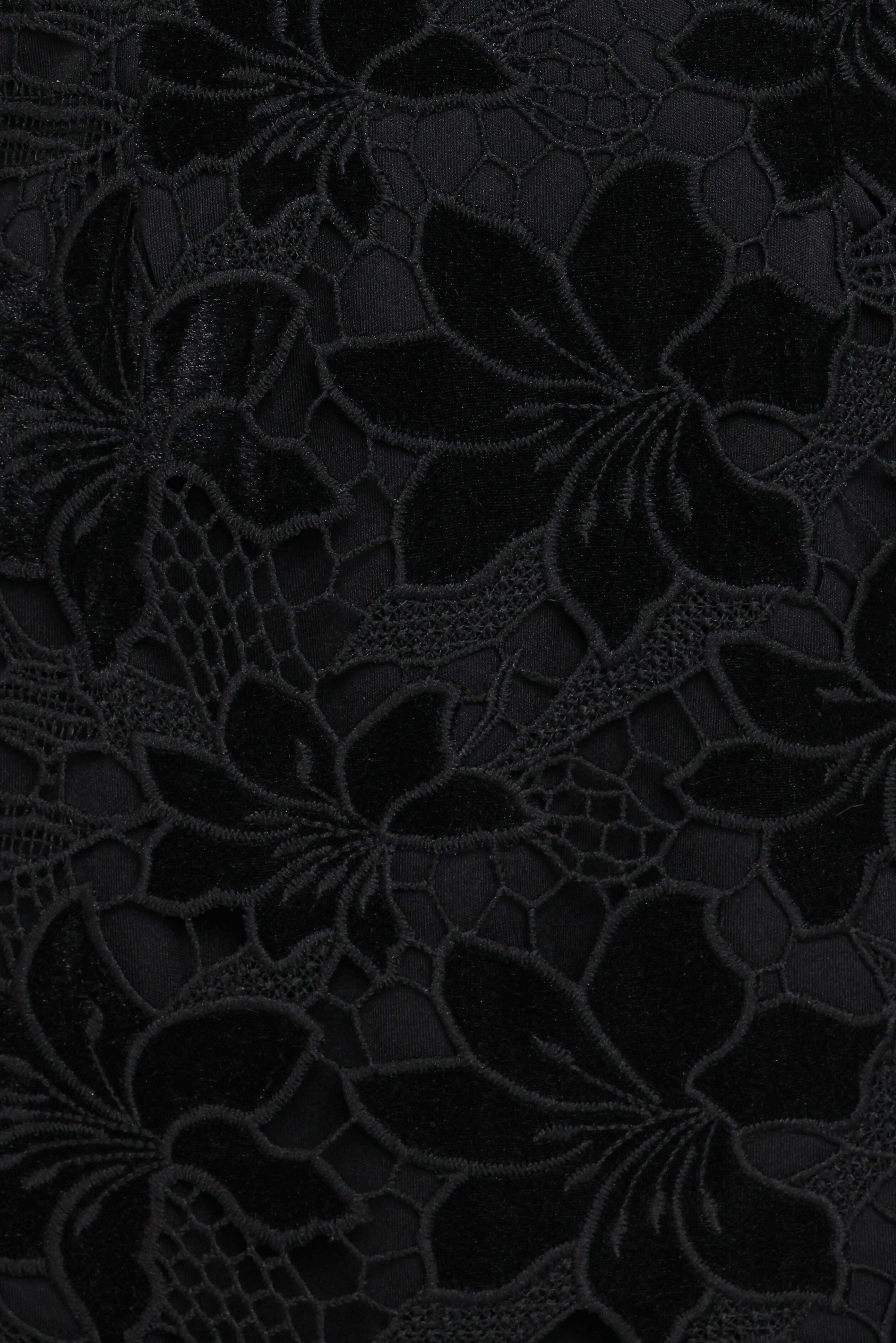 Cynthia Velvet Lace Mini Dress Black