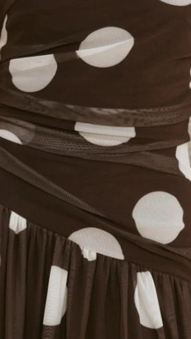 Riko Strapless Maxi Dress Chocolate Macro Polka