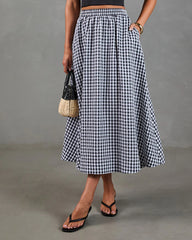 Heritage Club Gingham Print Midi Skirt